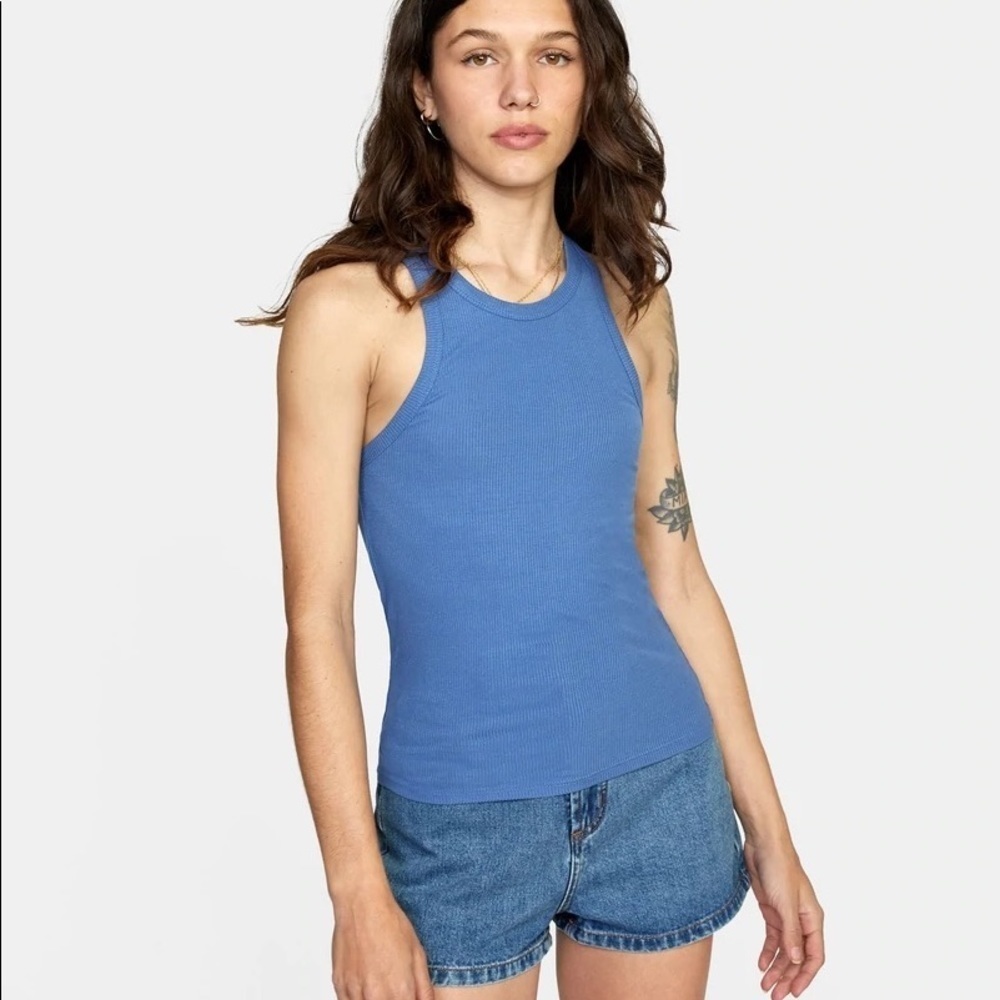 NWT RVCA Century Tank-Neptune blue L